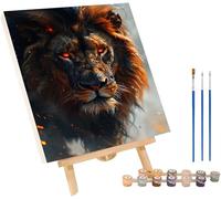 LeóN Pintar por Numeros con Marco, Pintar por Numeros Animal, DIY Manualidades Adultos, Paint by Numbers Adult Kit con Pinturas Acrílicas y Pinceles, Decoración Hogar, Regalo Mujer 100x135cm 8-1082