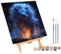 LeóN Pintar por Numeros con Marco, Pintar por Numeros Animal, DIY Manualidades Adultos, Paint by Numbers Adult Kit con Pinturas Acrílicas y Pinceles, para Decoración Hogar, Regalo Mujer 40x50cm D-9493