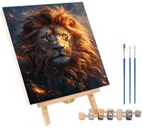LeóN Pintar por Numeros con Marco, Pintar por Numeros Animal, DIY Manualidades Adultos, Paint by Numbers Adult Kit con Pinturas Acrílicas y Pinceles, Decoración Hogar, Regalo Mujer 100x135cm 1-8180