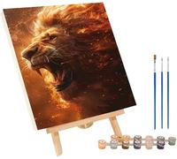 LeóN Pintar por Numeros con Marco, Pintar por Numeros Flame, DIY Manualidades Adultos, Paint by Numbers Adult Kit con Pinturas Acrílicas y Pinceles, para Decoración Hogar, Regalo Mujer 70x95cm 8-7304