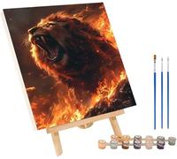 LeóN Pintar por Numeros con Marco, Pintar por Numeros Flame, DIY Manualidades Adultos, Paint by Numbers Adult Kit con Pinturas Acrílicas y Pinceles, para Decoración Hogar, Regalo Mujer 50x65cm I-1581