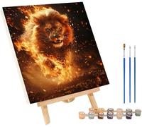 LeóN Pintar por Numeros con Marco, Pintar por Numeros Flame, DIY Manualidades Adultos, Paint by Numbers Adult Kit con Pinturas Acrílicas y Pinceles, para Decoración Hogar, Regalo Mujer 50x65cm I-6278