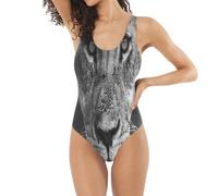 LeóN Poderoso Negro Blanco Traje de Baño de una Pieza Monokini Ropa de Playa para Mujeres y Niñas