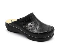 Leon PU100 Zuecos Zapatos Zapatillas de Cuero Para Mujer, Negro, EU 40