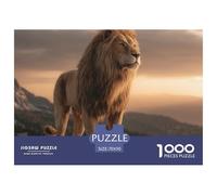 León Puzle 1000 Piezas Animal Salvaje - Arte Mural para Salón U Oficina, Impresión Vívida, Antiestrés, Póster Incluido, 70x50cm/1000pcs