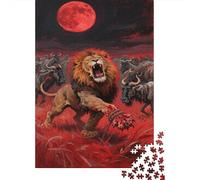 León Puzzle Imposible,desafío para Adultos Luna Sangrienta Wildebeests Juego Educativo 1000 Piezas Obra De Arte De Juego De para Adultos, Regalos A Partir De 14 Años 1000pcs (75x50cm)