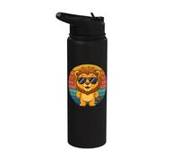 León retro en gafas de sol, león, estilo vintage, hombres, mujeres y niños Stainless Steel Insulated Water Bottle