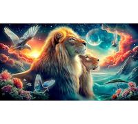 León Rompecabezas Imposible,desafío para Adultos Entretenimiento Creativo 1000 Piezas Obra de Arte de Juego de para Adultos, Regalos a Partir de 14 Años 38x26cm/1000pcs