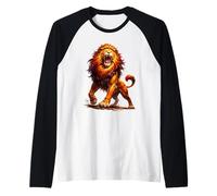 León Rugido Fuerza Poder Líder Alfa Animal Salvaje Camiseta Manga Raglan