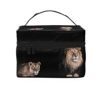León Salvaje y Tigre, Bolsa de Maquillaje Bolsa de cosméticos Bolsa de Aseo de Viaje portátil Estuche para lápices