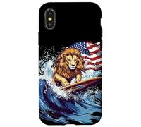 León Surfing con Estrellas y Rayas Poder para Surfista Carcasa para iPhone X/XS
