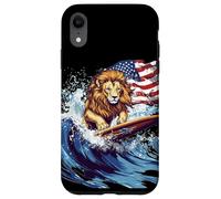 León Surfing con Estrellas y Rayas Poder para Surfista Carcasa para iPhone XR
