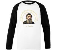 León Tolstói El Reino De Dios Camiseta De Béisbol Unisex Blanca con Mangas Negras Black-Sleeved White Unisex Baseball T-Shirt