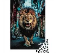 León Urbano Puzzle de 1000 Piezas Papel Puzzle para Adultos Escena Callejón Nocturno Decoración Familia Estrés Regalo Relajante 38x26cm/1000pcs