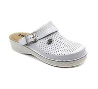 LEON V202M Zuecos Mules Zapatillas Zapatos de Cuero, Hombre, Blanco, EU 43