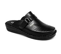 LEON V230 Zuecos Zapatos Zapatillas de Cuero para Hombre, Negro, EU 42