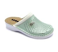 LEON V262 Zuecos Mules Zapatillas Zapatos de Cuero, Mujer, Verde, EU 39