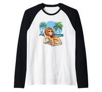 León viviendo su mejor vida en unas vacaciones tropicales Camiseta Manga Raglan