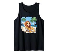 León viviendo su mejor vida en unas vacaciones tropicales Camiseta sin Mangas