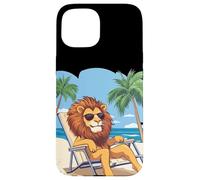 León viviendo su mejor vida en unas vacaciones tropicales Carcasa para iPhone 15
