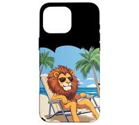 León viviendo su mejor vida en unas vacaciones tropicales Carcasa para iPhone 16 Pro Max