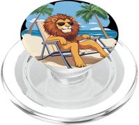 León viviendo su mejor vida en unas vacaciones tropicales PopSockets PopGrip para MagSafe