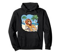 León viviendo su mejor vida en unas vacaciones tropicales Sudadera con Capucha