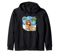 León viviendo su mejor vida en unas vacaciones tropicales Sudadera con Capucha