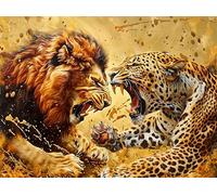 León vs Leopardo Lucha Puzzle 300 Piezas Colorido Cartón Rompecabezas Familiar para Toda La Familia Juguete Educativo 3D Maquetas Construir 300 PCS