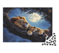 León y Cachorro Luz de Luna 1000 Piezas Cartón Grueso Rompecabezas Conjunto Coleccionistas Imposible Difícil Desafío Juego Educativo 38x26cm/1000pcs