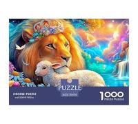 León y Cordero Coronados en un Reino Brillante y Florido Puzzle De 1000 Piezas león Juego De Puzzle Familiar para Todas Las Edades 70x50cm/1000pcs