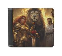 León y Dios Mujer Guerreros de Dios Cartera plegable de piel sintética Cartera de bolsillo delgada para mujeres y hombres regalos, Estilo:, Talla única