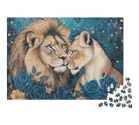 León y Leona Rompecabezas Arte Fauna romántico Clásico 3 Capas Cartón 1000 Piezas, Ultra Duro Adultos, Decoración Pared, Regalo Noche Juego Familiar 70x50cm/1000pcs