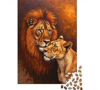 León y leonesa Retrato 1000 Piezas Cartón Grueso Rompecabezas Premium para Adultos Difícil Desafío Juego 52x38cm/1000pcs