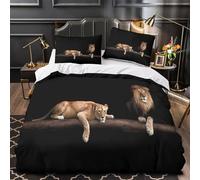 Leona descansando Impresión 3D 3 piezas cubrecama Estilo de retrato de animales salvajes funda de edredón microfibra hipoalergénica antiácaros para bebés adolescentes chicas Double（200x200cm）