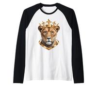 Leona estética con Corona, la Leona Reina de la Sabana Camiseta Manga Raglan