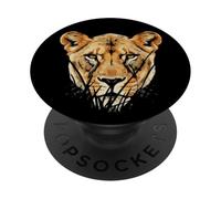 Leona Mujer León Caza Retrato Vintage Safari Africano PopSockets PopGrip Adhesivo