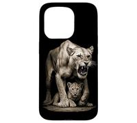 Leona Protege a los pequeños Leones - Amor materno Carcasa para iPhone 15 Pro