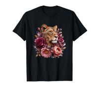 Leona Real con Rosas peonías y Cristales Camiseta