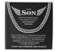 LEONADORA Collar para mi hijo de mamá y papá, increíble collar personalizado para hijo de madre padre, regalos de cumpleaños de graduación inspiradora, regalo de Navidad genial para hombres, Estándar