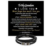 LEONADORA Pulsera para nieto de abuela, abuelo, regalos para nietos de Nana Papa, pulsera para hombre de abuelo, abuela, para graduación, cumpleaños, Navidad, Estándar, Acero inoxidable, No es una