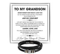 LEONADORA Pulsera para nieto de abuela, abuelo, regalos para nietos de Nana Papa, pulsera para hombre de abuelo, abuela, para graduación, cumpleaños, Navidad, Estándar, Acero inoxidable, No es una