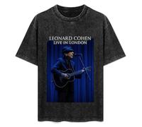 Leonard Cohen Live In London Men's T-Shirt Unisex Black Men Tees L