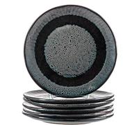 Leonardo 018555 Matera - Juego de 6 platos de cerámica aptos para lavavajillas, platos llanos con esmalte, 6 platos redondos de gres gris, diámetro de 22,5 cm, color gris