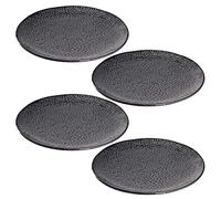 Leonardo 018605 Matera - Juego de 4 platos de cerámica aptos para lavavajillas, para pizza con esmalte, 4 platos redondos de gres de 32 cm de diámetro, color gris