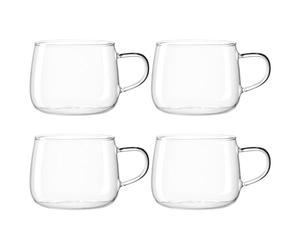 Leonardo 077385 Tè per Te Juego de 4 tazas de té de vidrio de borosilicato de paredes gruesas, fabricado a mano, contenido 450 ml, apto para lavavajillas, microondas y 4 vasos de té transparentes