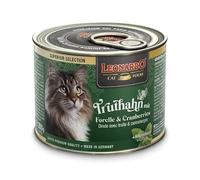 Leonardo Alimento húmedo Superior Selection [6x200g Pavo con Trucha & arándano Rojo] Alimento húmedo sin Cereales para Gatos | Alimento húmedo Completo en Lata