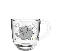 Leonardo Bambini 022899 - Taza de cristal para niños, diseño de animales, apta para lavavajillas, color gris, 1 unidad, 280 ml