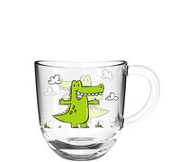 Leonardo Bambini 022900 - Taza de cristal para niños, diseño de animales, apta para lavavajillas, color verde cocodrilo, 1 unidad, 280 ml