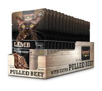 Leonardo Bolsas [16x70g Cordero con Extra de Ternera desmenuzada] Pulled Beef | Alimento húmedo sin Cereales para Gatos | Alimento Completo para Gatos